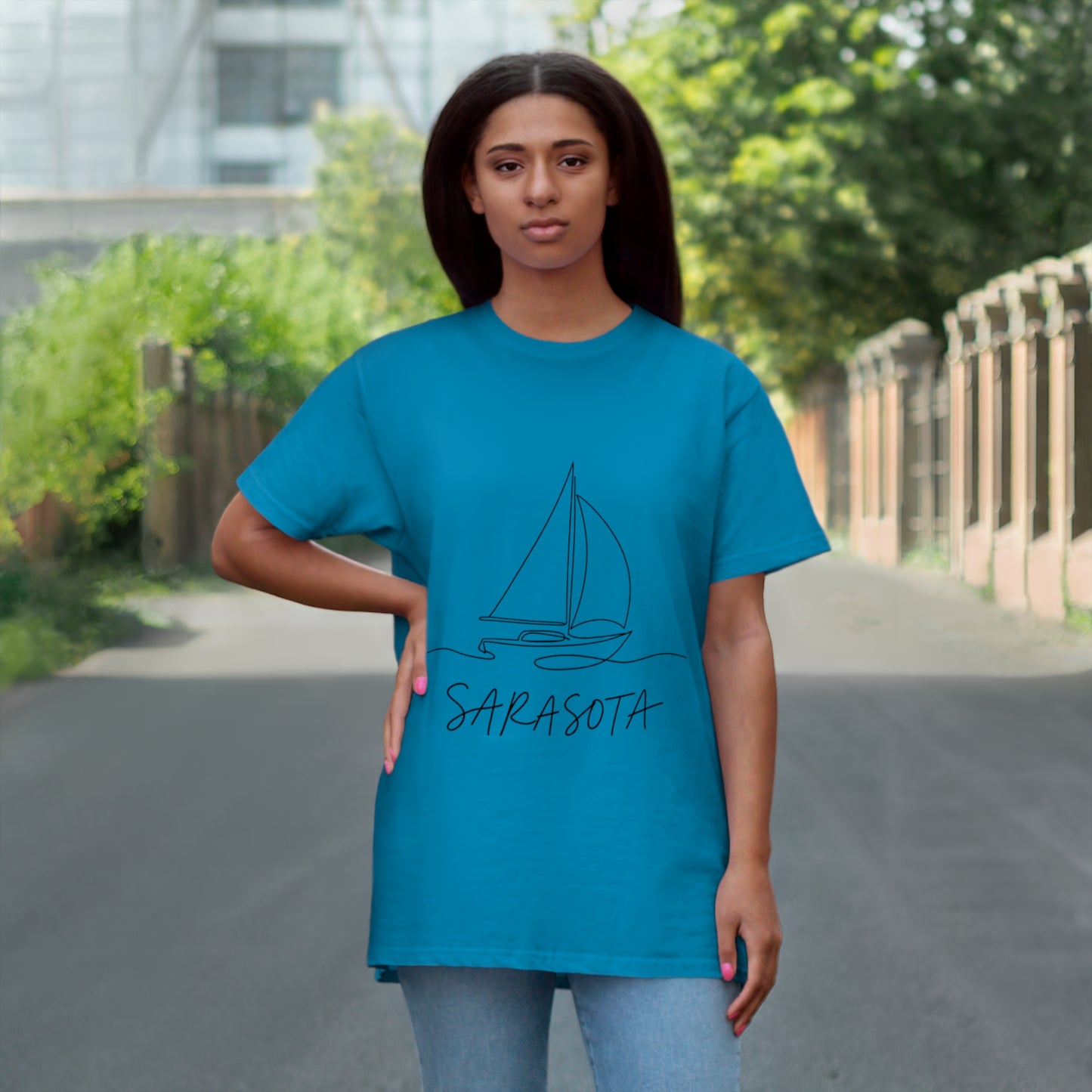 Sarasota Sailboat T-Shirt — 'Sarasota' Coordinates & The Cultural Coast Tee