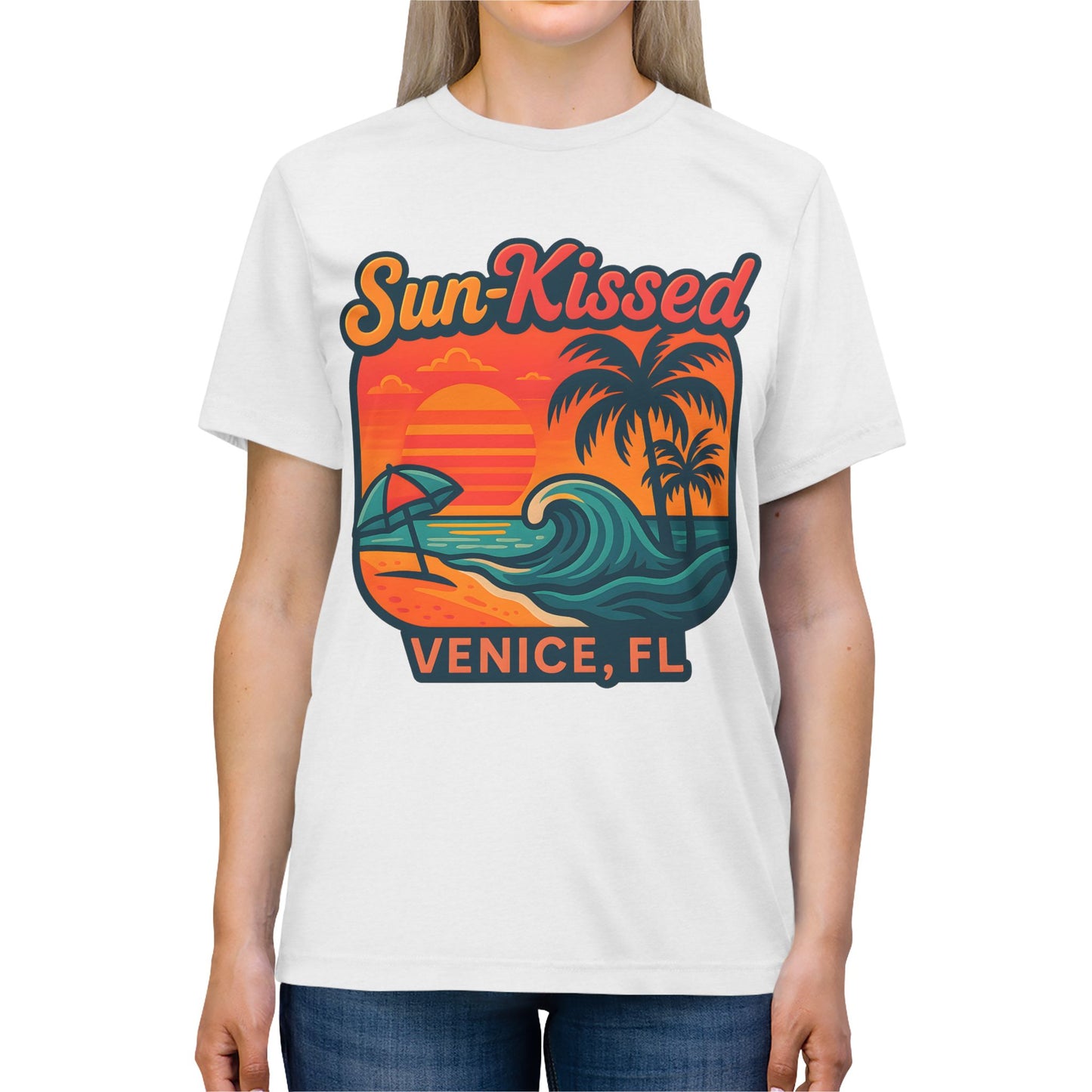Sun-Kissed Triblend Tee, Beachwear, Summer Vibes, Casual Outfit, Venice FL Souvenir, Travel Gift