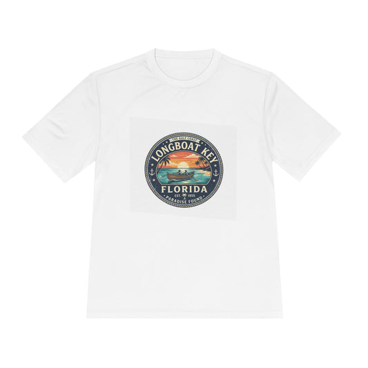 Longboat Key Florida Sunset Tee — Vintage Beach Graphic Moisture-Wicking Shirt