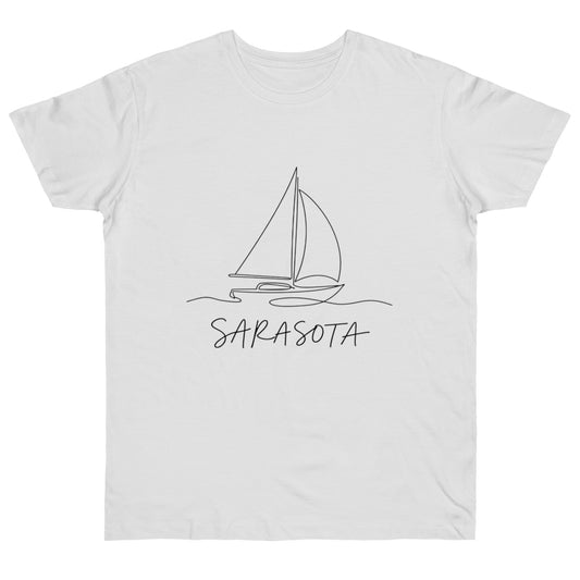 Sarasota Sailboat T-Shirt — 'Sarasota' Coordinates & The Cultural Coast Tee
