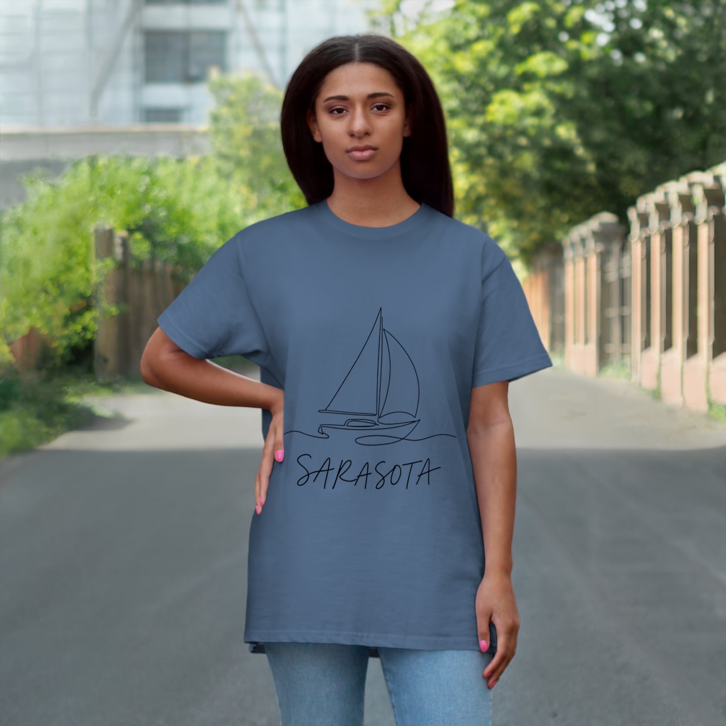 Sarasota Sailboat T-Shirt — 'Sarasota' Coordinates & The Cultural Coast Tee