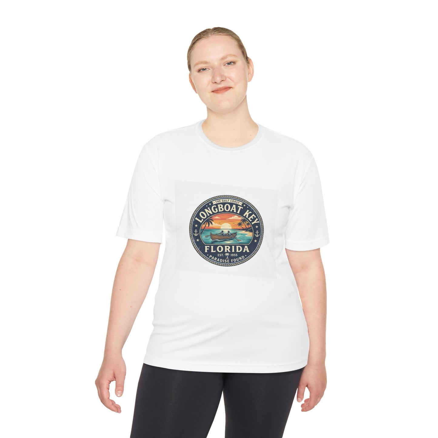Longboat Key Florida Sunset Tee — Vintage Beach Graphic Moisture-Wicking Shirt
