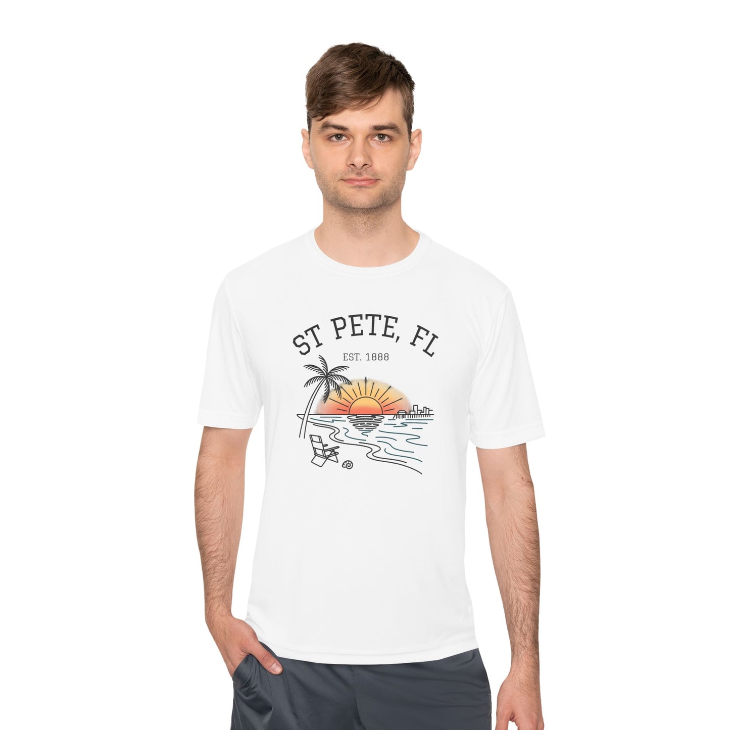 Quick Drying Moisture Wicking Tee - St Pete, FL Sunset Tee