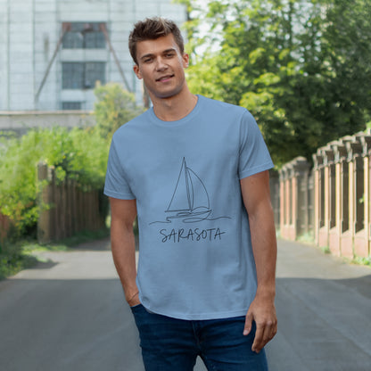 Sarasota Sailboat T-Shirt — 'Sarasota' Coordinates & The Cultural Coast Tee
