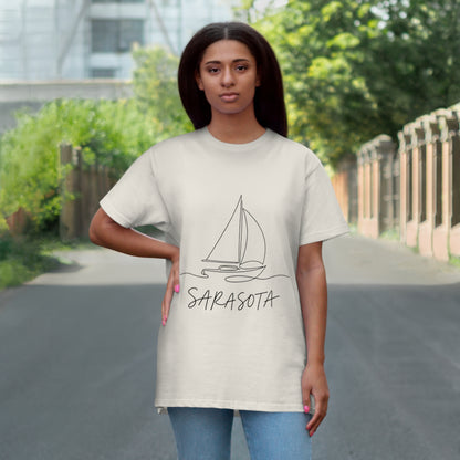 Sarasota Sailboat T-Shirt — 'Sarasota' Coordinates & The Cultural Coast Tee