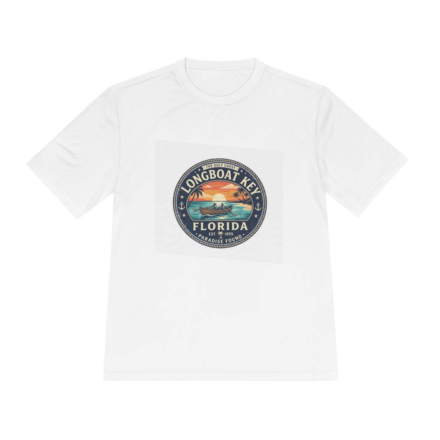 Longboat Key Florida Sunset Tee — Vintage Beach Graphic Moisture-Wicking Shirt