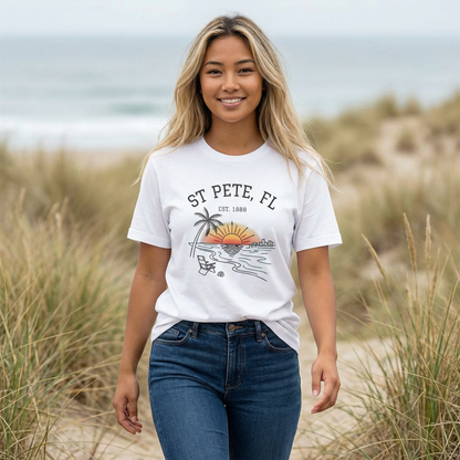 Quick Drying Moisture Wicking Tee - St Pete, FL Sunset Tee