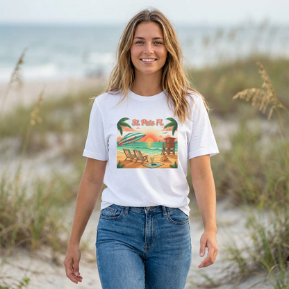 St. Pete FL Sunset Beach Tee — Tropical Palm Beach Vacation Shirt