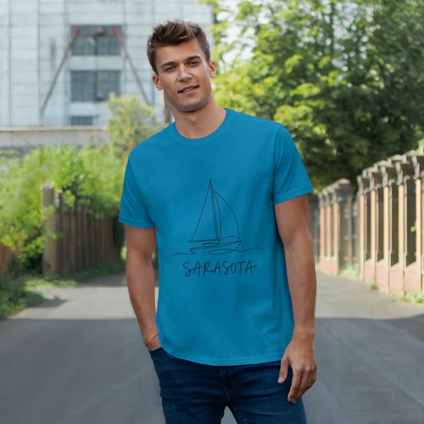 Sarasota Sailboat T-Shirt — 'Sarasota' Coordinates & The Cultural Coast Tee