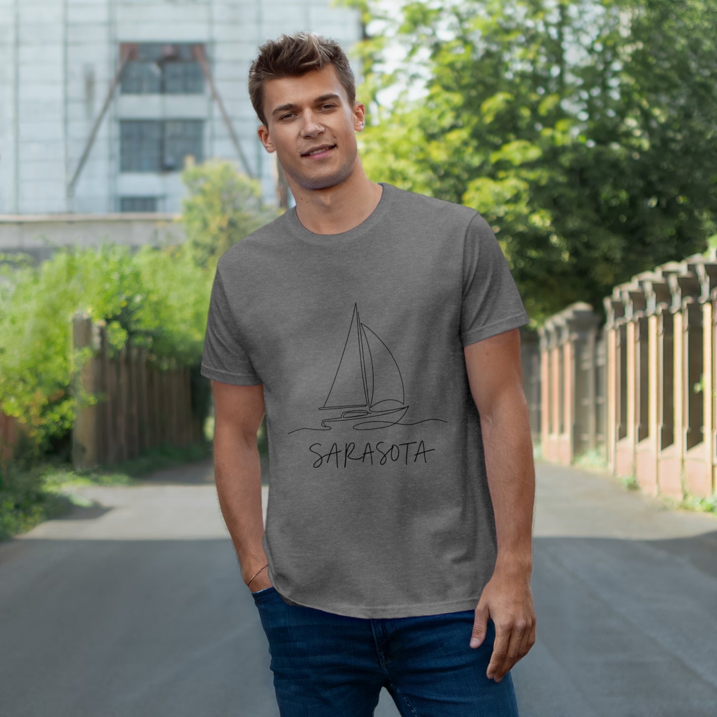 Sarasota Sailboat T-Shirt — 'Sarasota' Coordinates & The Cultural Coast Tee