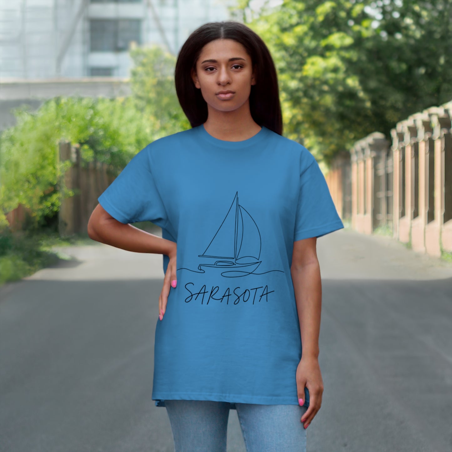 Sarasota Sailboat T-Shirt — 'Sarasota' Coordinates & The Cultural Coast Tee