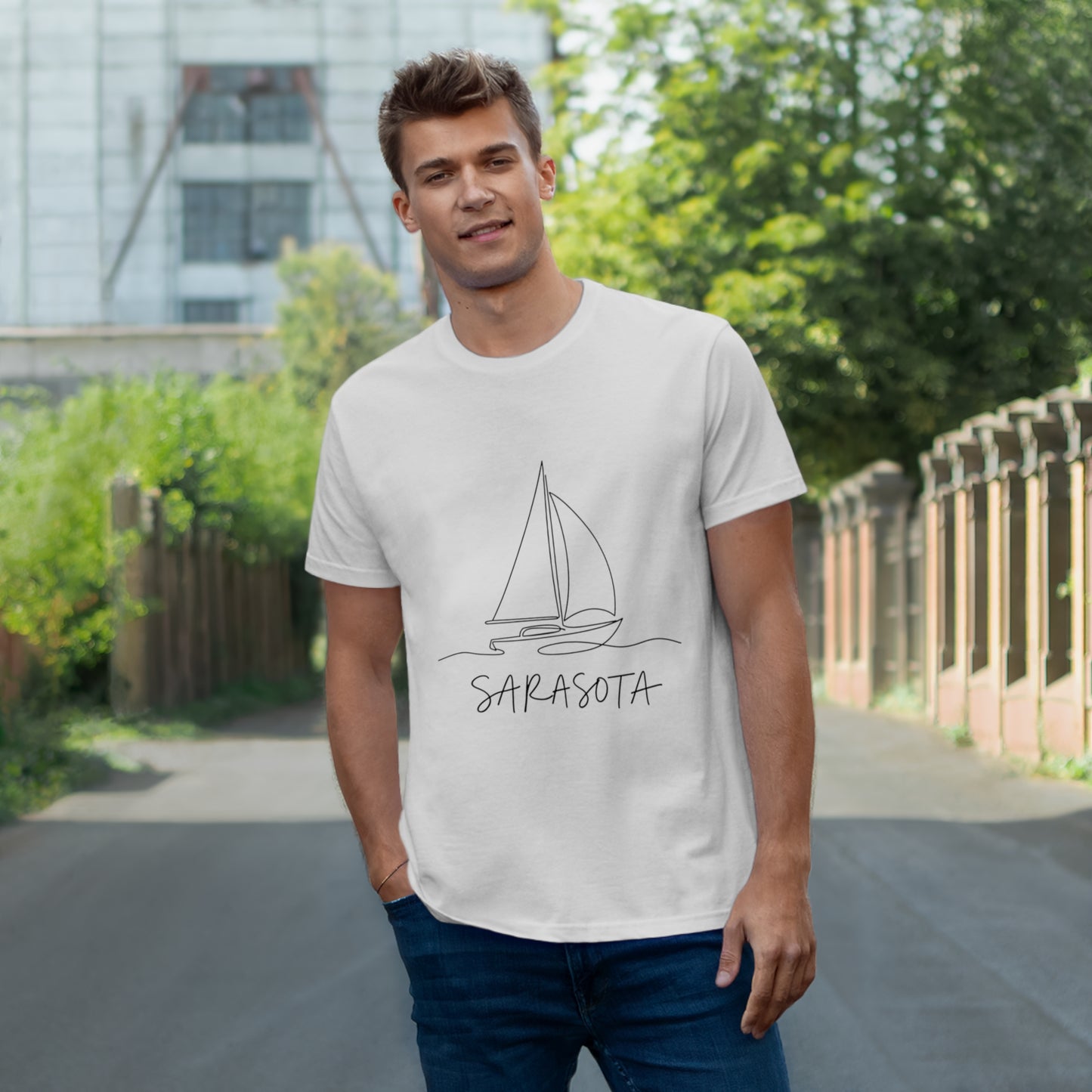 Sarasota Sailboat T-Shirt — 'Sarasota' Coordinates & The Cultural Coast Tee