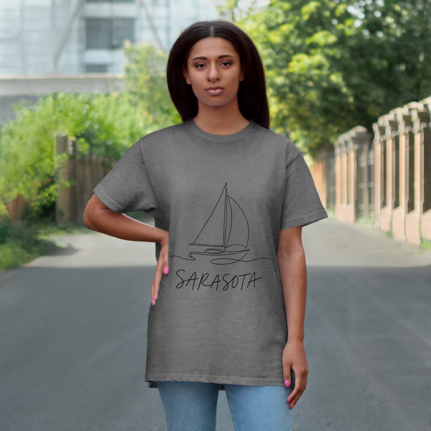 Sarasota Sailboat T-Shirt — 'Sarasota' Coordinates & The Cultural Coast Tee