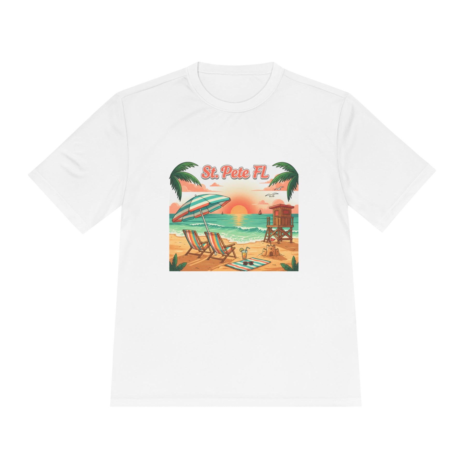 St. Pete FL Sunset Beach Tee — Tropical Palm Beach Vacation Shirt - Watersports Now 