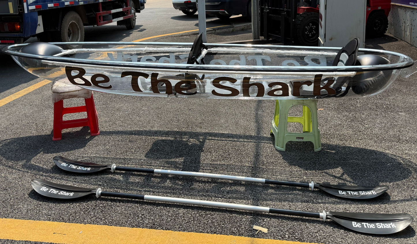 Clear Tandem Two Seat Kayak - Fully Clear with 2 Seats and 2 Paddles.